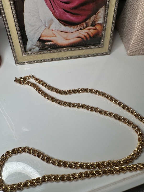 Vintage Christian Dior Thick Gold Rope Chain Necklace Statement Designer